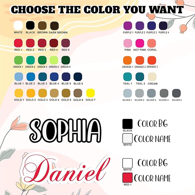 Custom Name Sticker Personalized Quotes Text Decal More Color Font Add Your Word Customized Waterproof Vinyl Sticker for Laptop, Water Bottle, Tumbler, Phone Case, Cup