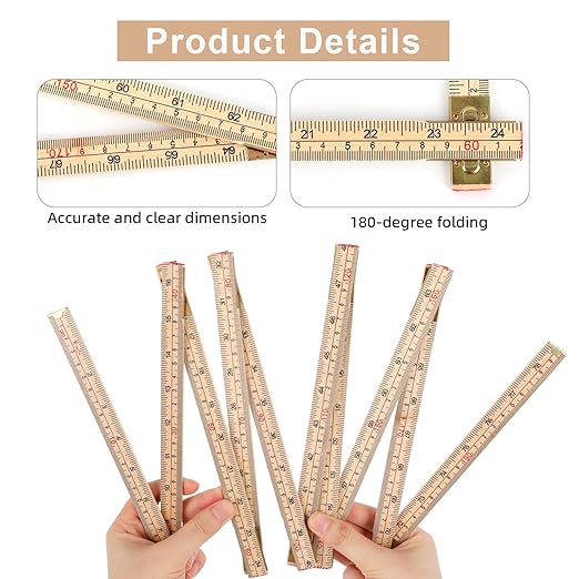 Portable 10-Fold Oil Tank Gauge Measuring Stick 78" (2m), Durable Wooden Fuel Tank Dipstick Folding Stick Ruler for Checking Accurate Fuel Level (Wood Color)