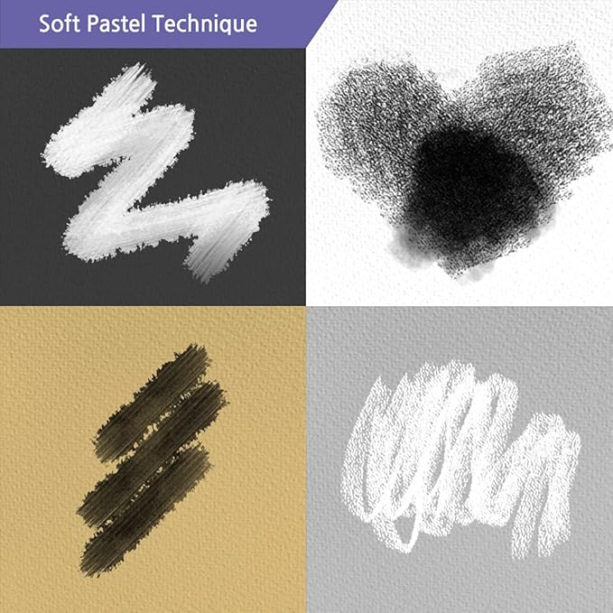HA SHI Professional Soft Chalk Pastels for Adult Artists, Square Artist Grade Drawing Media, Black, 6 Sticks
