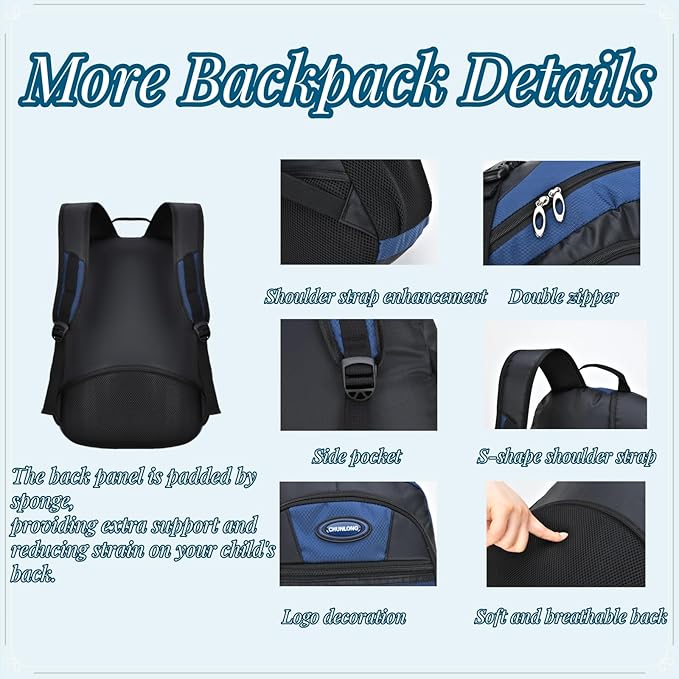 VIDOSCLA Teens Elementary School Backpack Casual Day pack Students Book Bags Outdoor Travel Knapsack Bags for Boys Girls