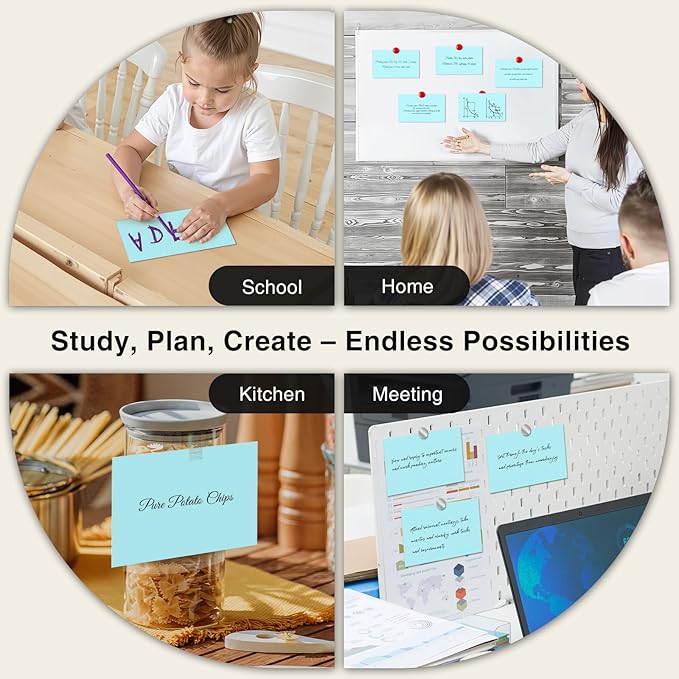 300 Count Blank Index Cards 3x5 Inch Blue Flash Cards Colored Cardstock, Unruled Note Cards Study Card Portable Learning Flashcards Ideal for Note Taking, Art Sketching, Office & School Supplies