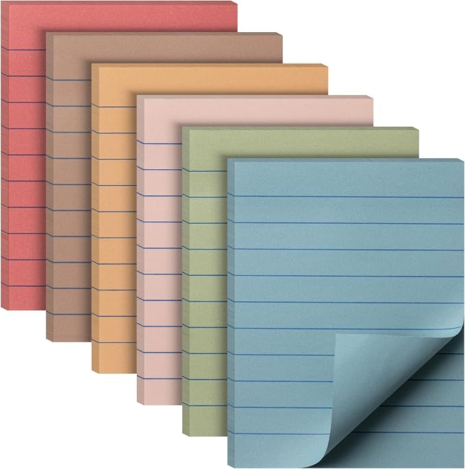 Mr. Pen- Lined Sticky Notes, 3" x 4", 6 Pads, 60 Sheets/Pad