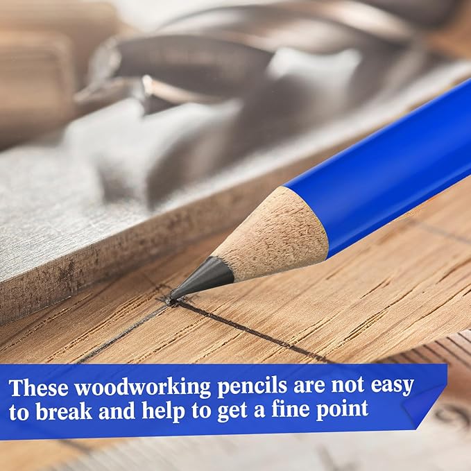 Fainne 48 Pcs Jumbo Pencil, Wooden Pencil with Black Core for Carpenters Construction Workers Woodworkers Framers Beginners Students Teachers DIY Project (Blue,Round)