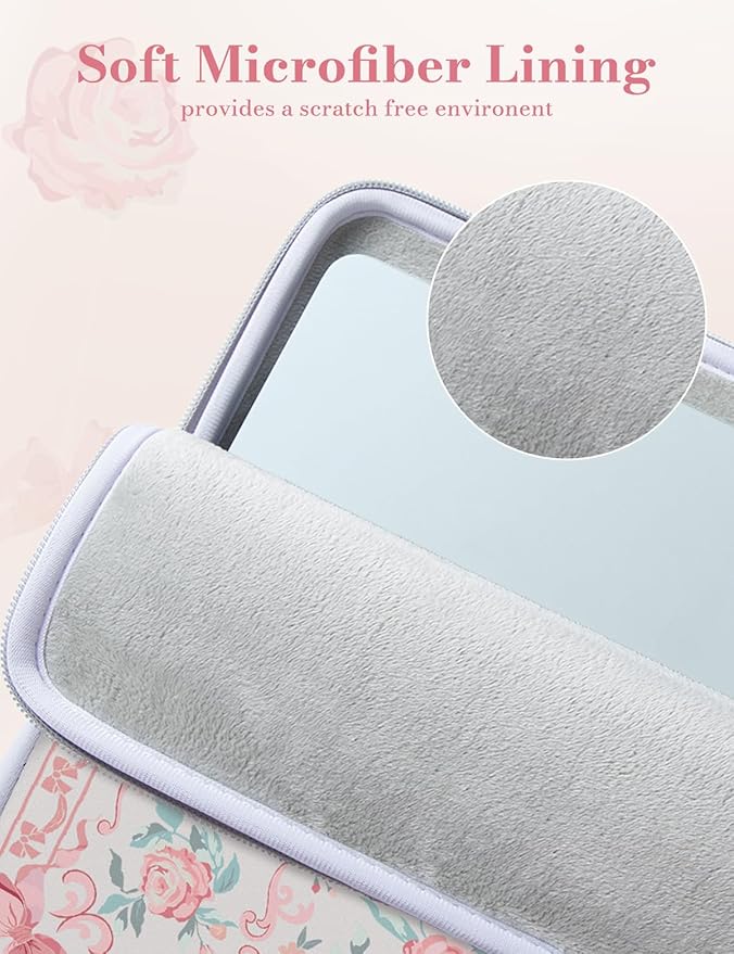 iCasso Laptop Sleeve 13 inch for MacBook Air 13-13.6 inch,Cute Laptop case for MacBook Neo/Pro 13 inch, Slim Protective Travel Carrying Case Sleeve for 14 inch Chromebook, HP, Retro Bow Pink