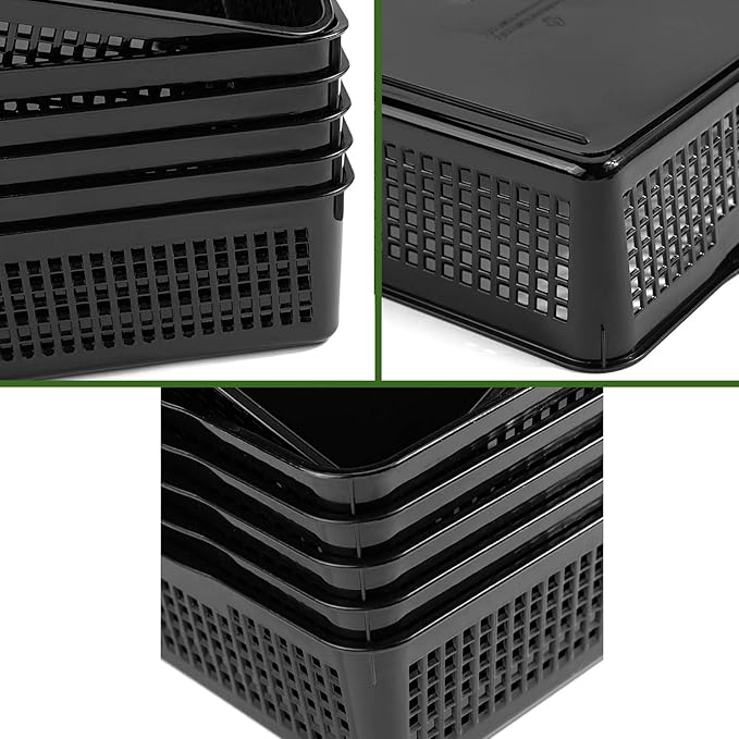 Aebeky A4 Size Plastic Paper Storage Trays,Desktop File Organizer Baskets,6-Packs (Black)