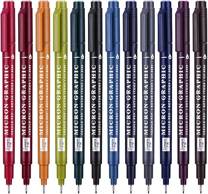 Kander- Colored Fineliner Pens, 12 Pack, 0.5mm, Ergonomic Triangular Barrels, Smooth Writing Pens for Journaling, Note-Taking, Coloring, Sketching, Planning & Art Projects
