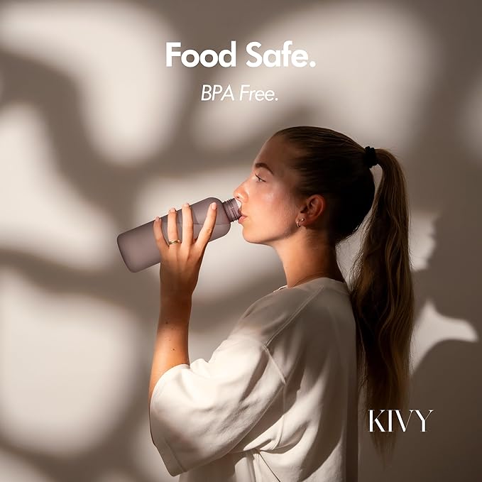 KIVY Slim Water Bottle 22oz [Lightweight & Shatterproof] Leak Proof Bottle for Women & Men - Clear plastic water bottle no straw - Dishwasher Safe Tritan Bottle BPA Free