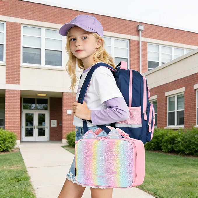 FlowFly Kids Lunch box Insulated Soft Bag Mini Cooler Back to School Thermal Meal Tote Kit for Girls, Boys, Smile