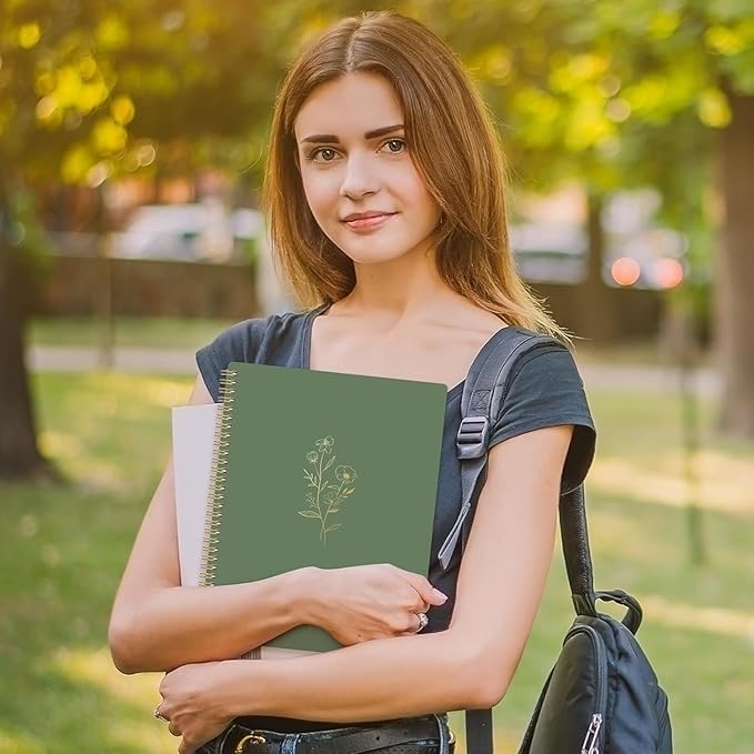 Spiral Notebook - College Ruled Notebook, Notebook Journal, 8.5'' x 10.5'', 55 Sheets/110 Pages, Journal for Women, Journal with Spiral Bound, Inner Pocket, Notebook for Office/School/Home - Green