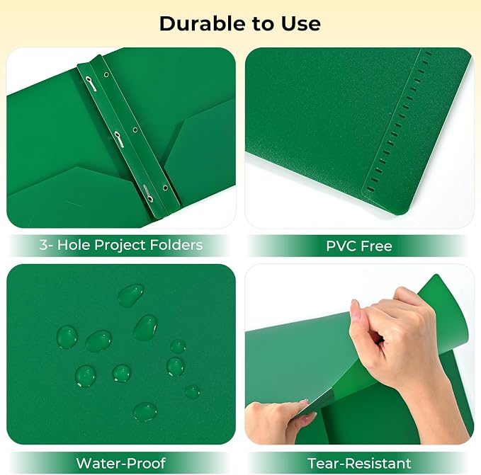 SUIN Plastic Project-Folder with 2 Pockets and 3-Prong Fasteners, for US Letter Size, Bulk Pack Color File-Folder for US Letter Size Papers, Ideal for School & Office, (Assorted Bright Colors)