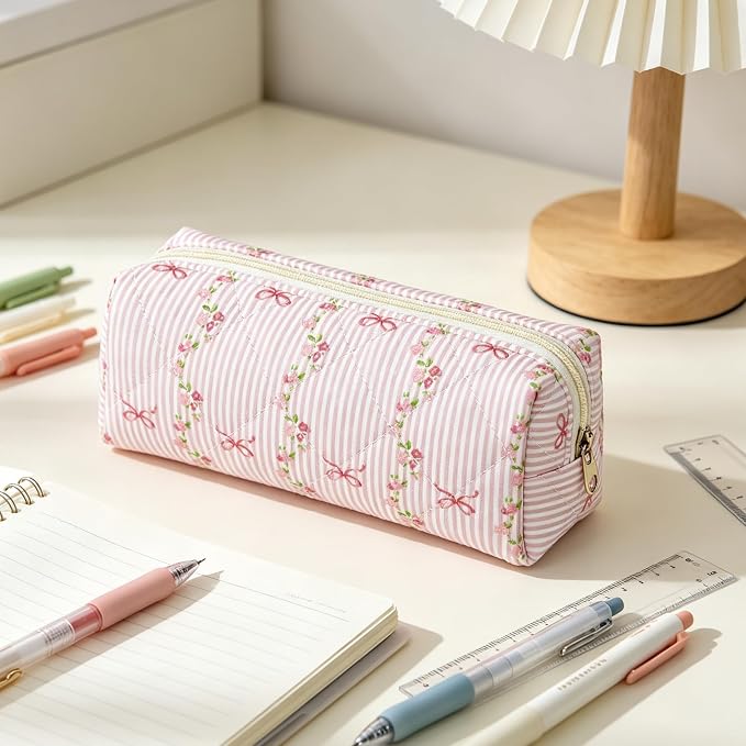 Pencil Case, Pencil Pouch for Women, Pencil Case Small, Pencil Pouch Aesthetic (Cute floral pink)