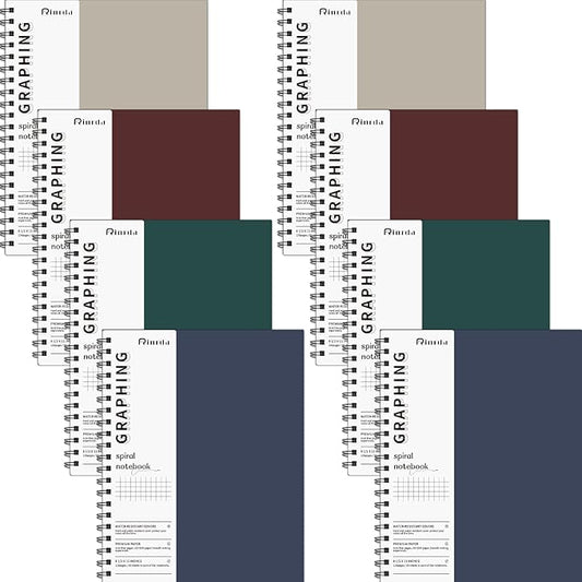 Graph Paper Notebook Spiral Notebook 8.5" x 11"-8 Pack Grid Paper Notebook Engineering notebook 120 Pages 100 GSM Thick Graphing Paper Notebook Hardcover Journal for School (GRAPH, Mult-color)