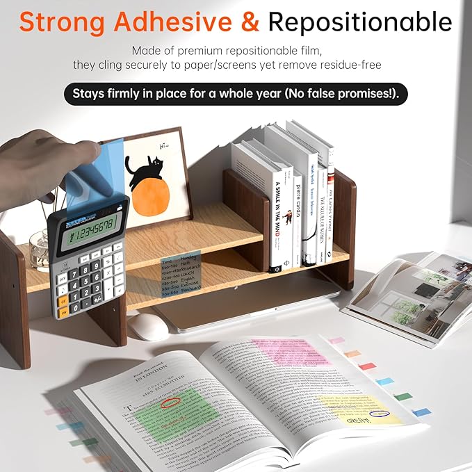 Transparent Sticky Notes 3x3 (with Sticky Tabs & Marker Pen), MEIGAONE 9 Pack Clear Sticky NoteSuper Strong Adhesion, Waterproof Translucent Sticky Note for Study, Book,Office,School Supplies