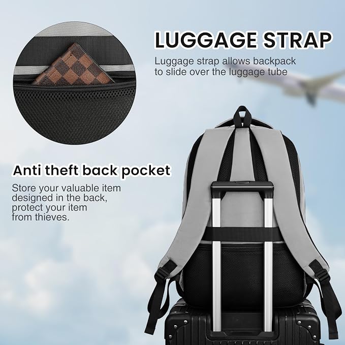 Paude Backpack Gray,School Backpack for Teens Adults Laptop Bookbag for High School College Students Back Pack for Work