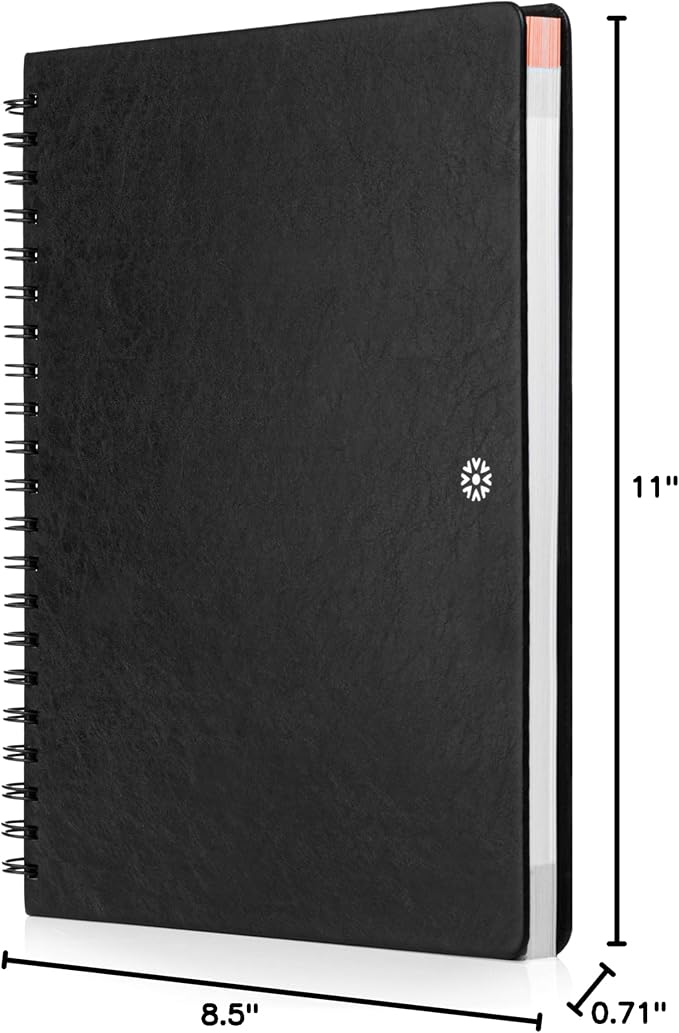 Notsu Undated Daily Planner Notebook | Minimalist Productivity Planner with To Do List, Agenda, Dot Grid, Lined, Notes sections. 160 Pages, Thick Paper 120 gsm, 8.5 x 11 inches, Premium Black Vegan