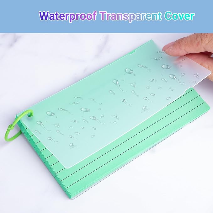HAUTOCO 400 PCS Colored Index Cards 3x5 with Rings, Ruled Flashcards with Waterproof Covers, 8 Colors Note Cards for Studying, Vocabulary, Recipes, Office & School