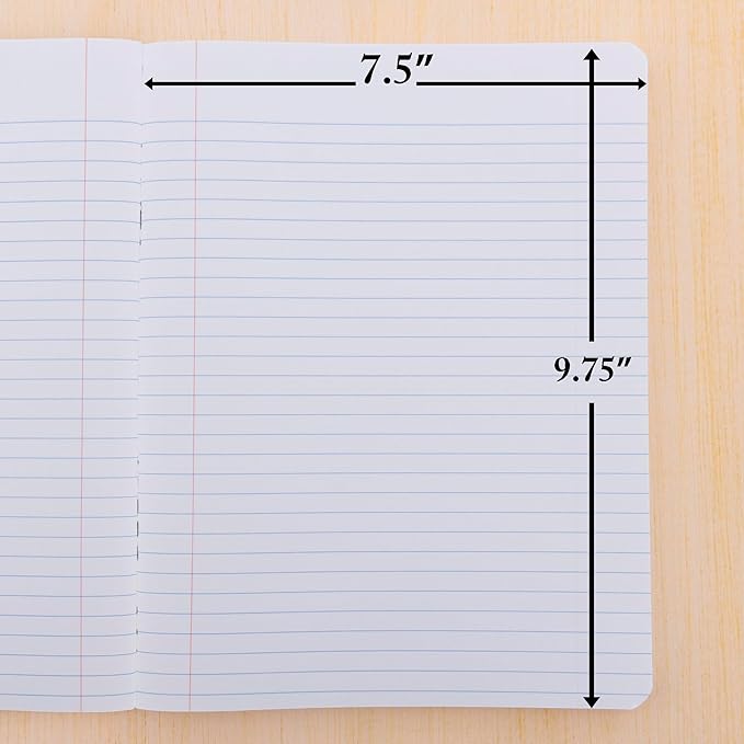 BAZIC PRODUCTS Composition Notebook, 100 Sheets, Wide Ruled, 2-Pk