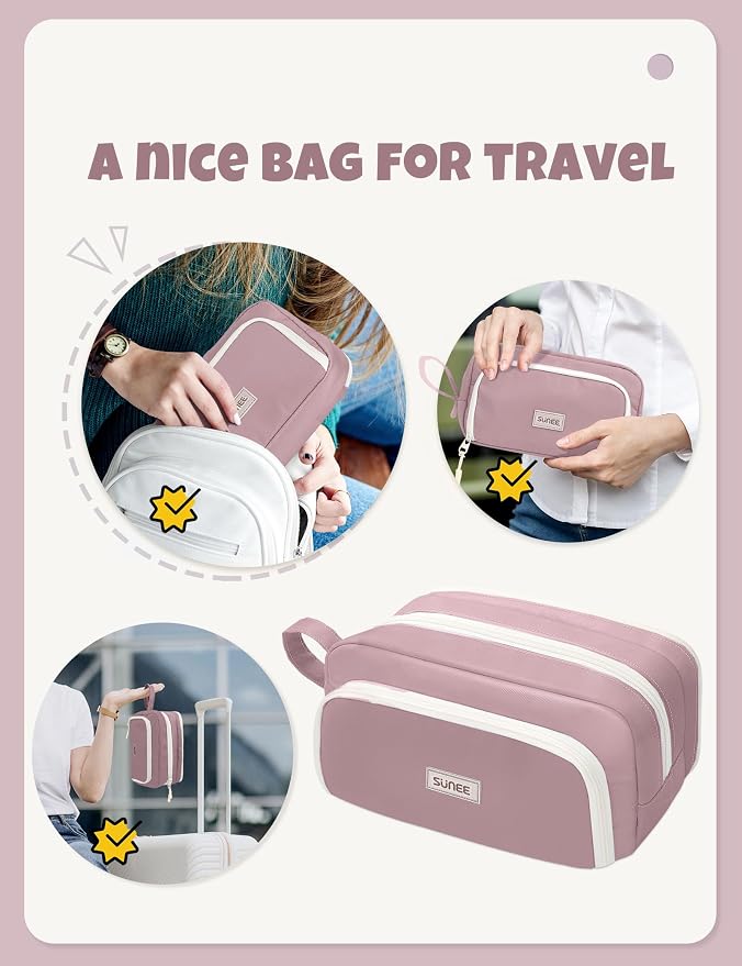 SUNEE Cute Pencil Case, Aesthetic Pen Pouch with 3 Compartments, Kawaii Colored Large Pencil Bag with Zipper, Stationery Storage and Organizer, Purple School Supplies for Teen and Adult Girls