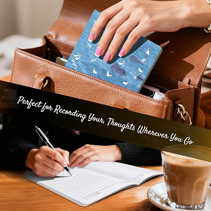 Stitched Composition Notebooks 2-Pack with Unique Art Designed Cover, A5 Lined Diary (8.2"L*5.5"W), Lay Flat Design, Thicked Paper Writes Smoothly for School and Office (Seagull)