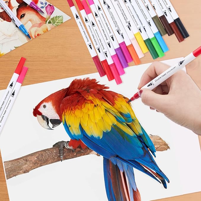 Upanic 100 Colors Art Markers for Adults,Dual Tip Pens for Adult Illustration, Journaling, Calligraphy - Artist Drawing Supplies,Brush and Fine Pens for Lettering, Manga, Design Sketching