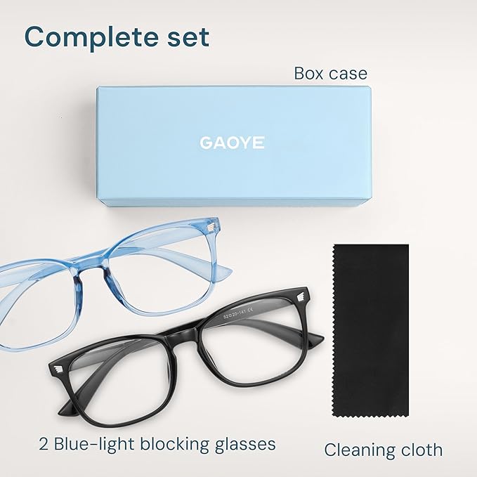 Gaoye Eyewear Frames for Men - Blue Light Blocking Square Glasses, Anti UV Ray Computer Gaming, Blue Blockers for Women