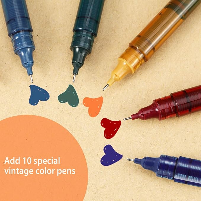 Frienda 12 Pcs Rolling Ball Pen 0.5 mm Japanese Pen,Chic Colors