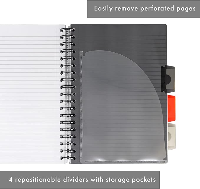Pukka Pad 5 Subject Spiral Notebook 12-Pack - 200 Pages, 100 Sheets of 80GSM Paper with Repositionable Dividers & Perforated Edges for School & Office Planning & Organization - B5-7 X 10, Metallic