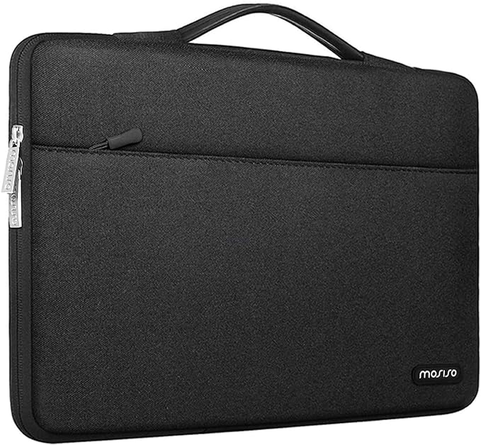 MOSISO 360 Protective Laptop Sleeve Compatible with MacBook Air/Pro, 13-13.3 inch Notebook, Compatible with MacBook Pro 14 inch M4 M3 M2 M1 Pro Max 2024-2021, Polyester Bag with Belt, Black