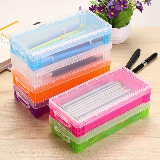 BTSKY Large Capacity Pencil Box, Office Supplies Storage Organizer Box, Brush Painting Pencils Storage Box Watercolor Pen Container Drawing Tools Colorful