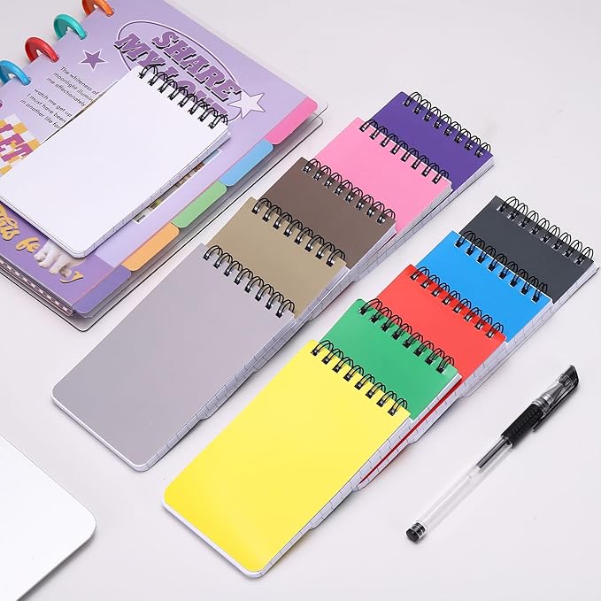 PATIKIL 3x5" Pocket Sketchbook, 2 Pcs Top Spiral Notebook Mini Lined Notebook Memo Pads 80GSM 60 Sheets/120 Pages Hard Cover Portable for Office Outdoor Travel Journal Draw, Black