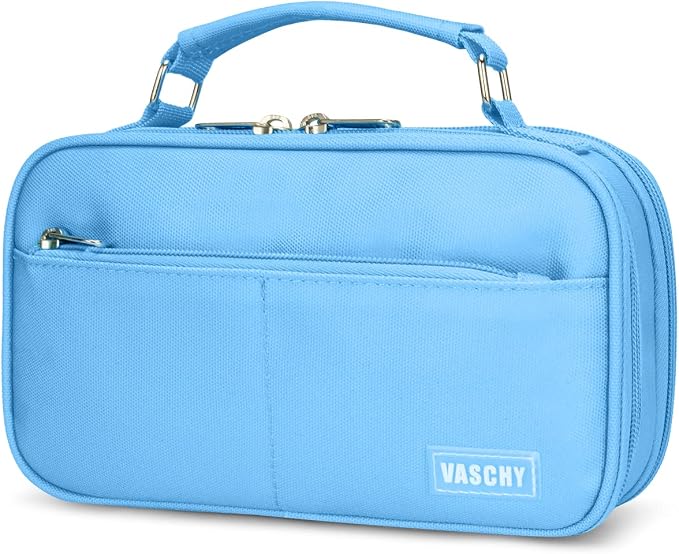 VASCHY Pencil Case, Aesthetic Kawaii Large Pencil Pouch Stationary Pencil Bag/Box for Preppy Middle School College Students, Pen Organizer Holder School Supply Blue