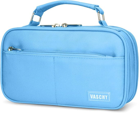 VASCHY Pencil Case, Aesthetic Kawaii Large Pencil Pouch Stationary Pencil Bag/Box for Preppy Middle School College Students, Pen Organizer Holder School Supply Blue
