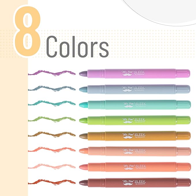 Mr. Pen- No Bleed Gel Highlighters, Assorted Colors, 8 Pack, Bible Highlighters and Pens No Bleed, Bible Markers for Study, Journaling, School Supplies and Accessories