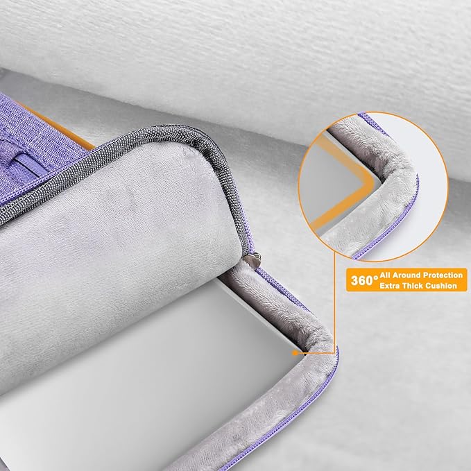 MOSISO 360 Protective Laptop Shoulder Bag,13-13.3 inch Computer Bag Compatible with MacBook Pro 14, HP, Dell, Lenovo, Asus Notebook,Side Open Messenger Bag with 4 Zipper Pockets&Handle, Purple