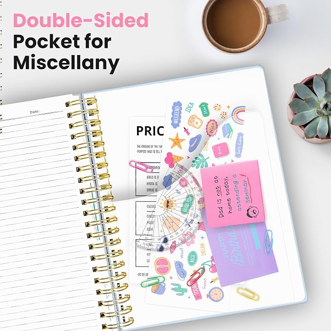 Taja Spiral Notebooks for Work 5 Subject Notebook with Removable Dividers