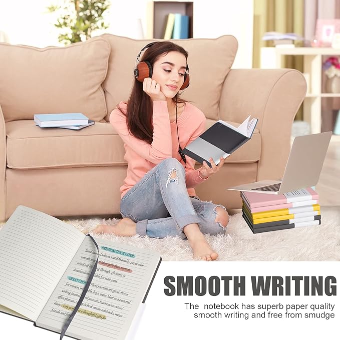 Lined Journal Notebook – Hardcover Notebook for Men & Women – Journals for Writing, Work, School, Home & Daily Notes, 160 Pages – Medium A5, 5.7"x8", 100 gsm Thick Paper (Dark Gray)