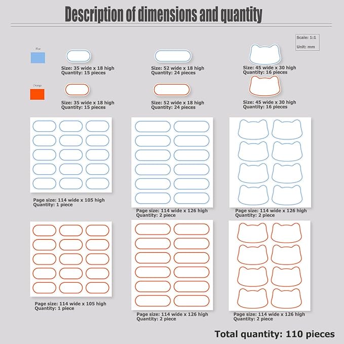 Iron On Name Tags for Clothing Washable Writable Name Labels,Includes Pen 110 Pcs