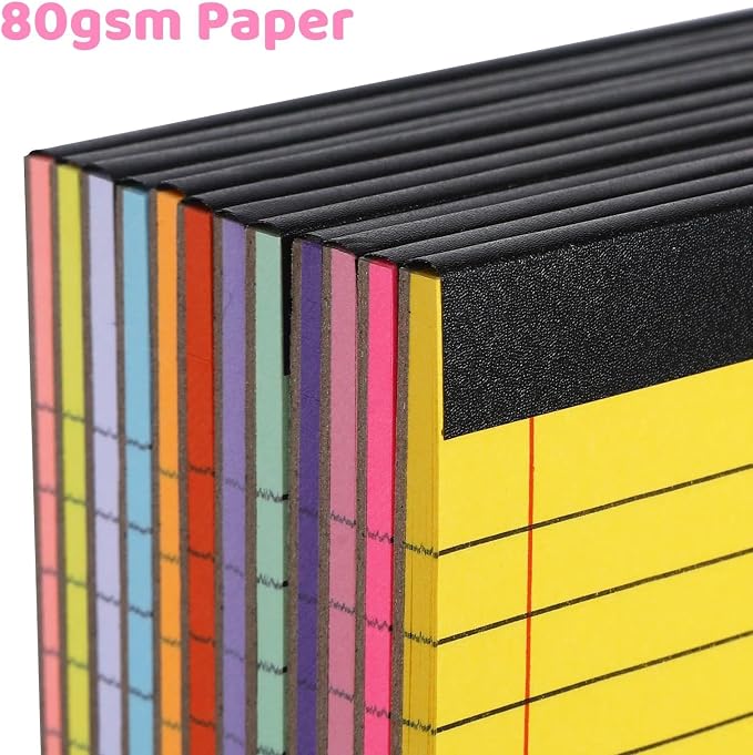 12 Pack Small Legal Pads 4x6, 12 Colors College Ruled 30 Sheets Each 80 Gsm