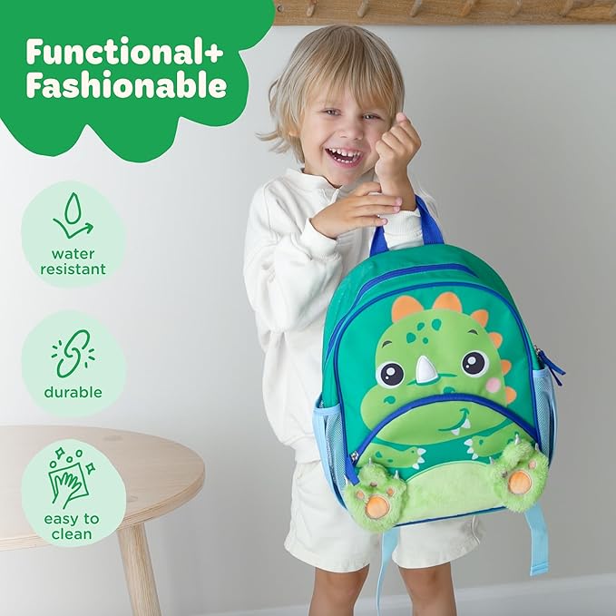 Move2Play, Dinosaur Toddler Backpack | Toddler Size | Back to School | Preschool Backpacks For Kids | Kindergarten Book Bag | Small, Little, Mini Size | Designed for Boys & Girls Ages 2, 3-5+ Year Olds