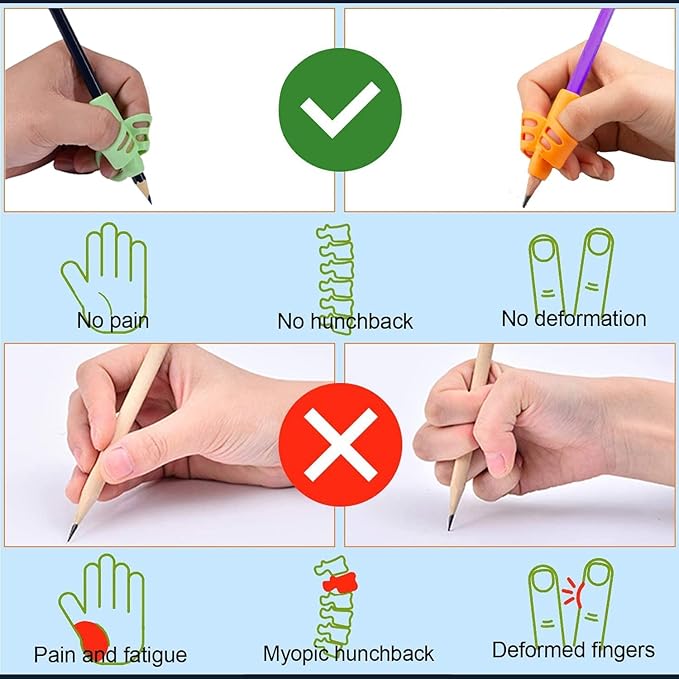 JustBlanks 40 Pcs Pencil Grips for Kids Handwriting Pencil Holder for Kids Posture Correction Writing Training for Toddlers Silicone Pencil Grip Bulk