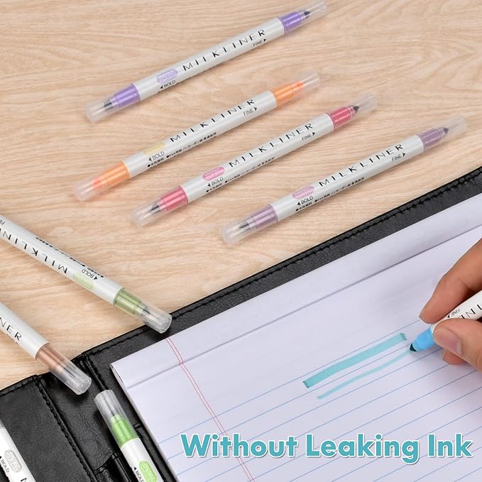 YOOUSOO Highlighters Assorted Colors, 24 Pastel Highlighters, Unique Retro Colors, Quick Dry Dual Tip and Fine Tip No Bleed Highlighter Markers for Bible Journals Planners Books Notes