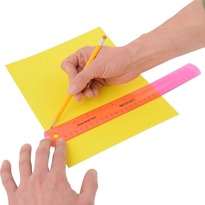 Westcott Shatterproof Ruler, 12-Inch, Pink (16011)