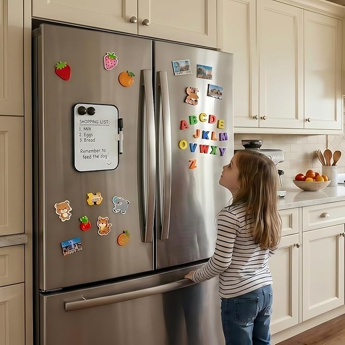 Magnetic Dry Erase Board, 6" X 8" White Board for Kids, Students, Fridge, Locker, Small White Board with Erasable Markers and 2 Magnets（Black）