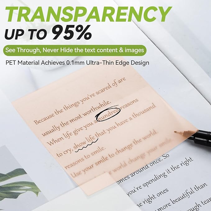 Transparent Sticky Notes with Marker Pen, Tecolu 7 Pads Clear Sticky Notes Sets, 5X The Sticking Power Translucent Sticky Note Pad, Waterproof & See-Through Sticky Notes