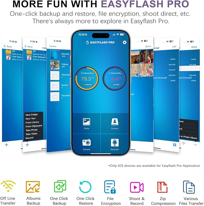 Flash Drive for iPhone 256GB, 4 in 1 USB Type C Memory Stick, Photo Stick External Storage Thumb Drive for iPhone iPad Android Computer, Violet Purple