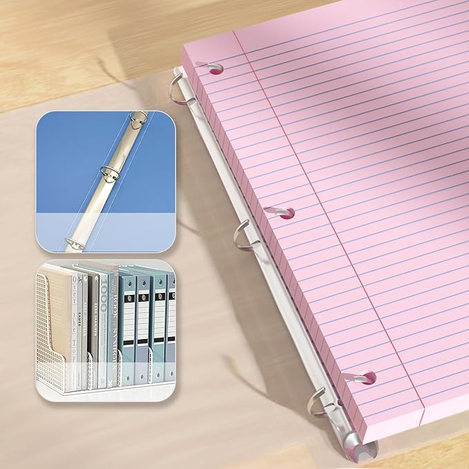 Pink Loose Leaf Paper 200 Sheets Colored Filler Paper 2 Pack 8 * 10.5 College Ruled 3-Hole Punched Paper for 3-Ring Binders Notebook Lined 8" x 10.5"