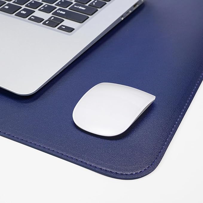 AFIING Cork Desk Mat 31.5" x 17", Waterproof Dual-Sided Cork & PU Leather Desk Pad, Non-Slip Desk Protector for Home Office, Workspace Setup & Gaming (Blue)
