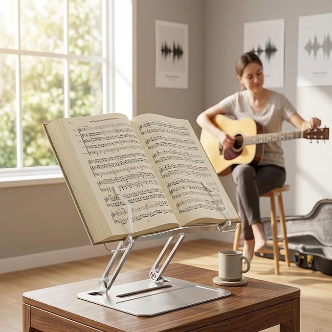 Book Holders for Reading Hands Free - Acrylic Book Stand for Reading, Ergonomic Reading Stand for Textbook Student, Portable Laptop Book Stand for Desk,Recipe,Music Sheets