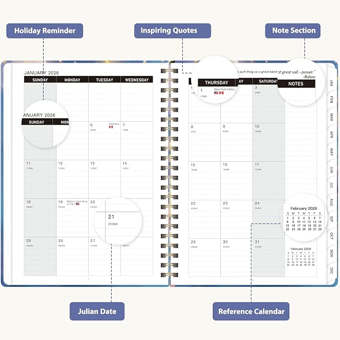 2026 Planner, Weekly and Monthly Calendar Academic Planner, Jan 2026 - Dec 2026, Planning Agenda Book for Desk Accessories and School Supplies - A5 (6.3'' x 8.5'')