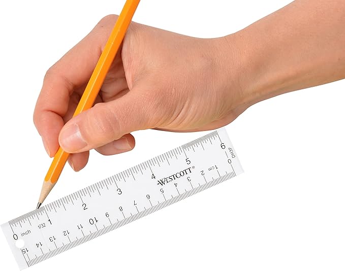 Westcott 10561 Acrylic Clear Ruler, 6 in (Pack of 5)